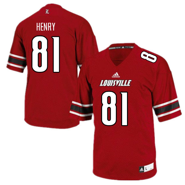 Men #81 Christian Henry Louisville Cardinals College Football Jerseys Sale-Red